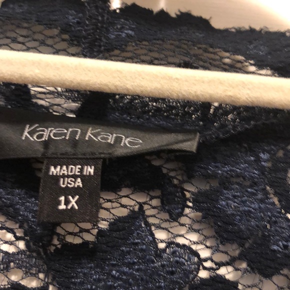 Navy lace dress with nude lining and 3/4 sleeves - Picture 2 of 3